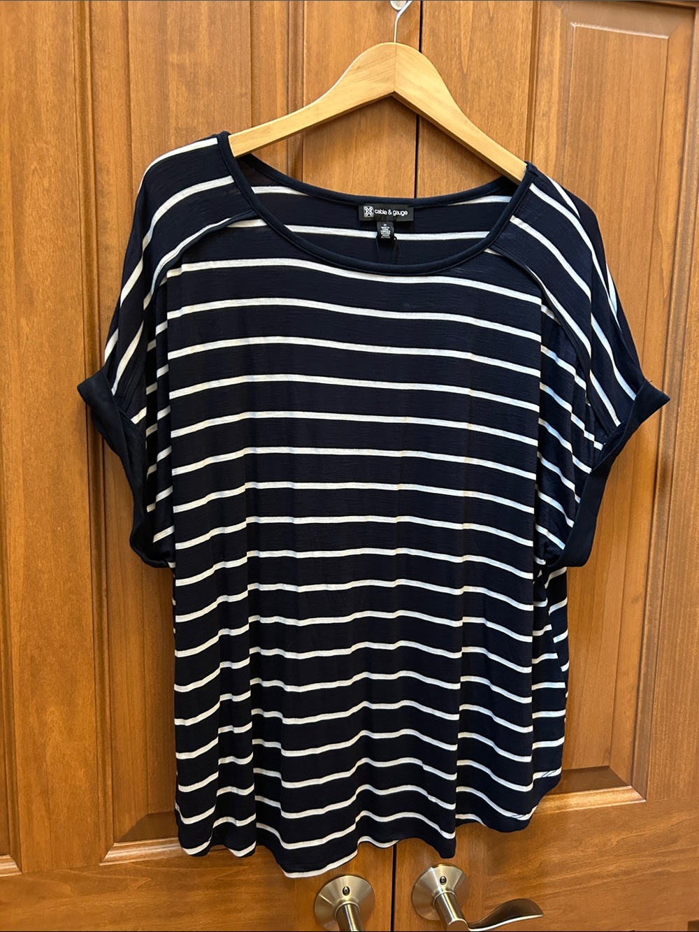 Cable & Gauge Navy and White Striped Short Sleeve Tee size 2X new